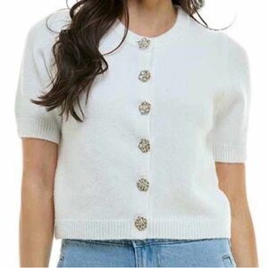 Luxe Short Sleeve Cardigan -white